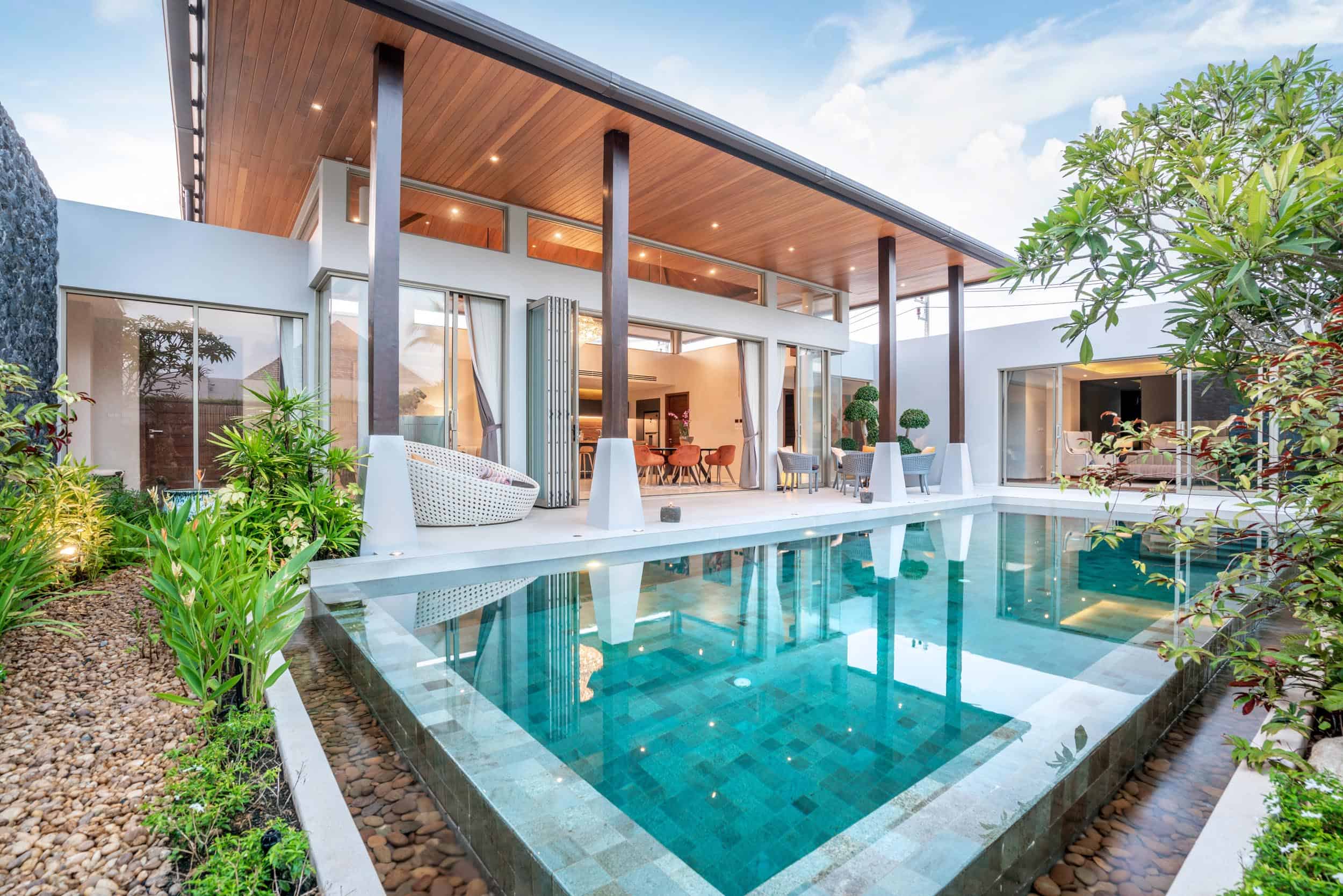 home or house building Exterior and interior design showing trop